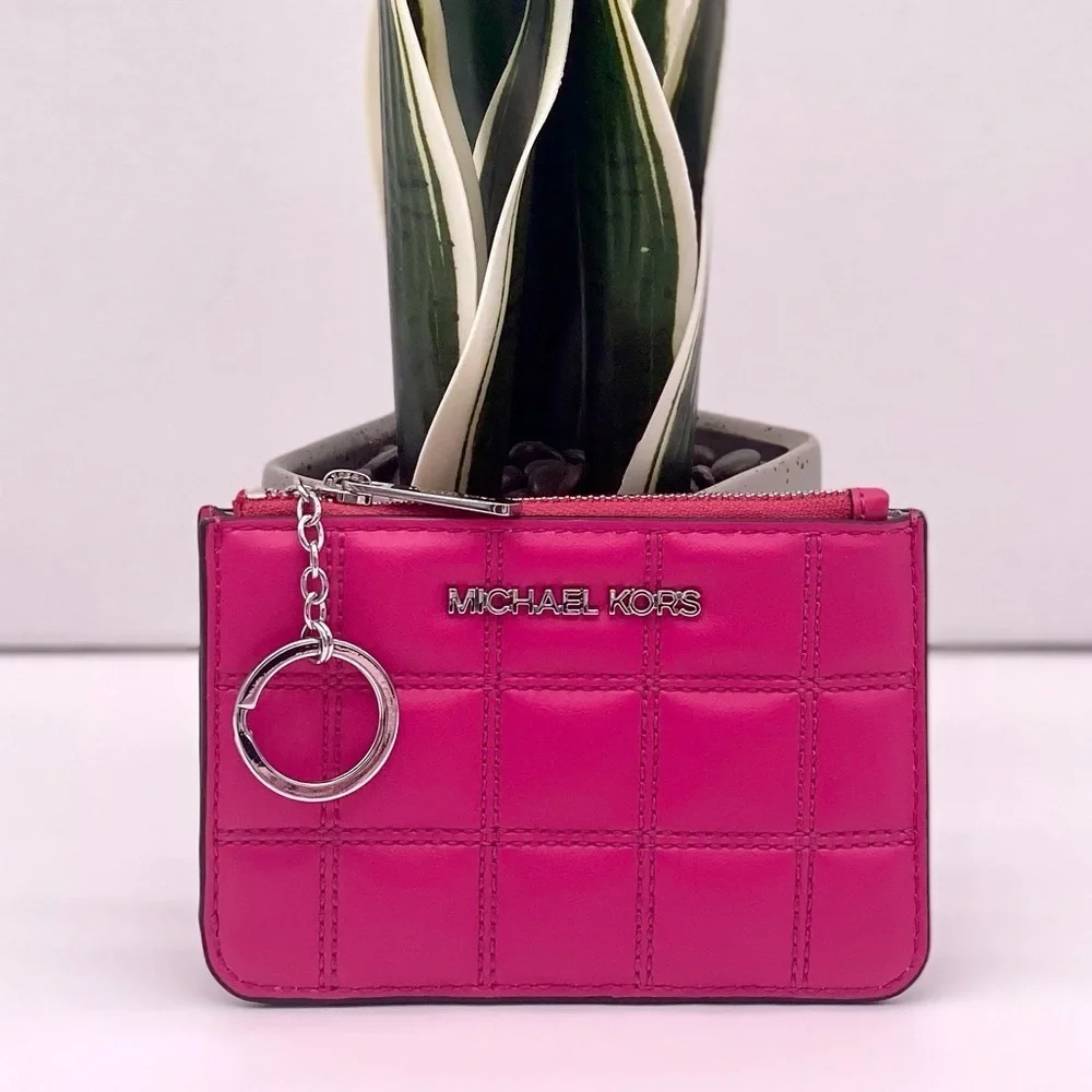 Michael Kors Quilted Coinpouch Small Wallet Dragonfruit